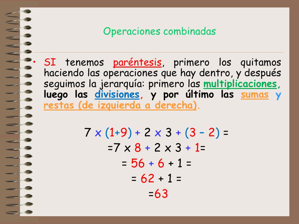 Resultado de imagen de OPERACIONES COMBINADAS