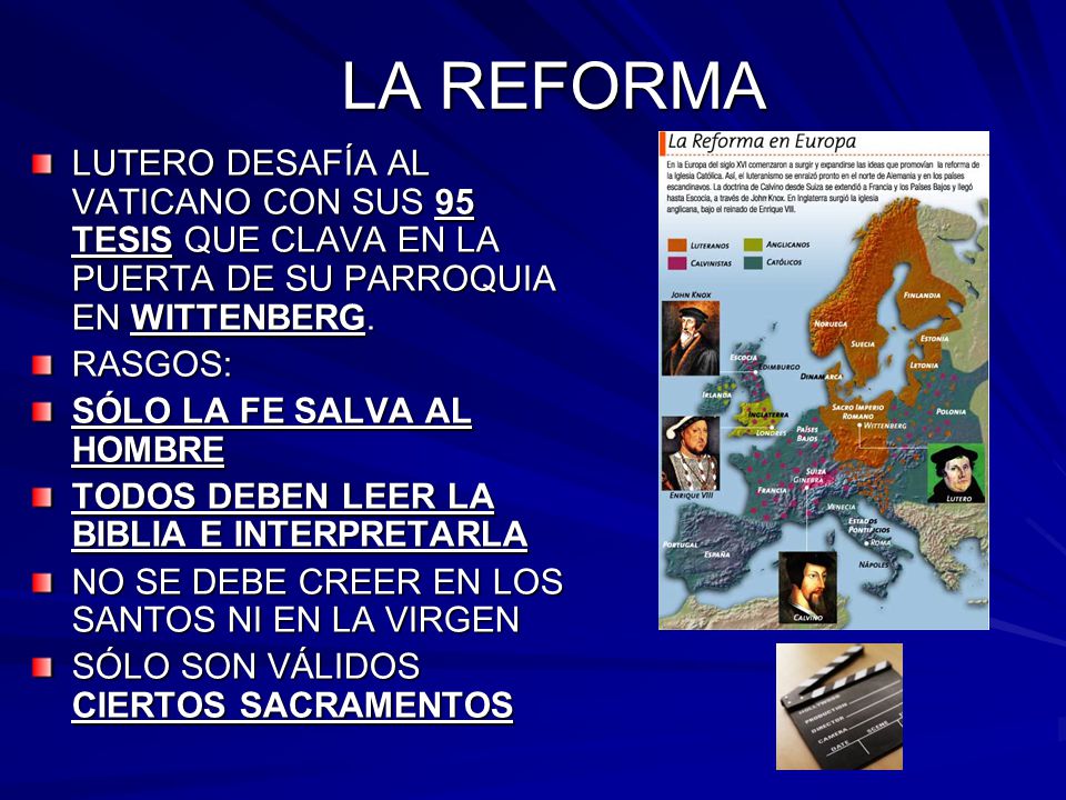 LA REFORMA LUTERO DESAFÍA AL VATICANO CON SUS 95 TESIS QUE CLAVA EN LA PUERTA DE SU PARROQUIA EN WITTENBERG.