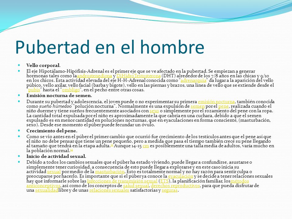 Pubertad en el hombre Vello corporal.