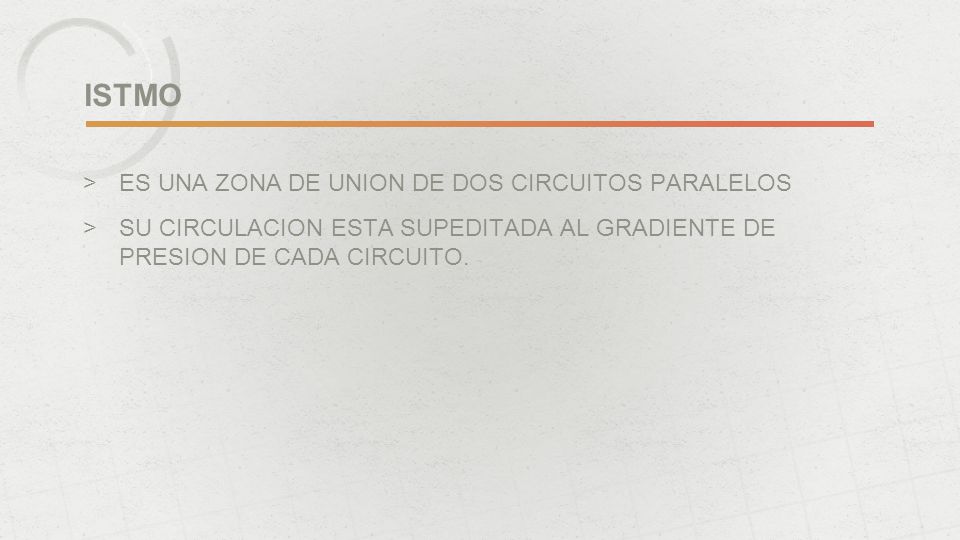 ISTMO ES UNA ZONA DE UNION DE DOS CIRCUITOS PARALELOS