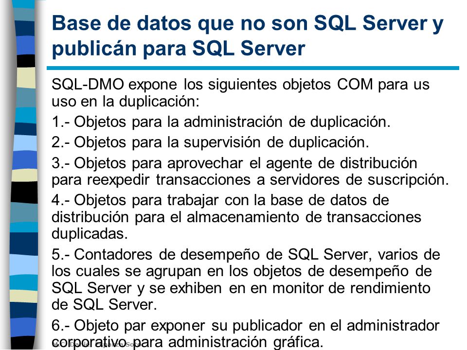 Base de datos que no son SQL Server y publicán para SQL Server