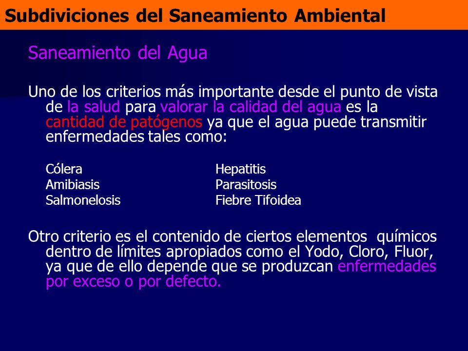Subdiviciones del Saneamiento Ambiental