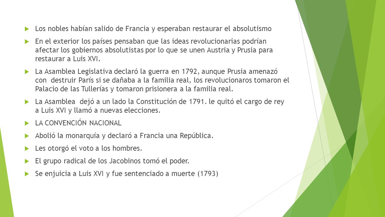 Los nobles habían salido de Francia y esperaban restaurar el absolutismo