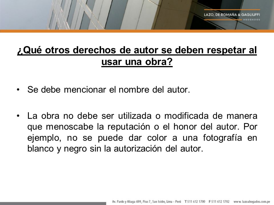 ¿Qué otros derechos de autor se deben respetar al usar una obra