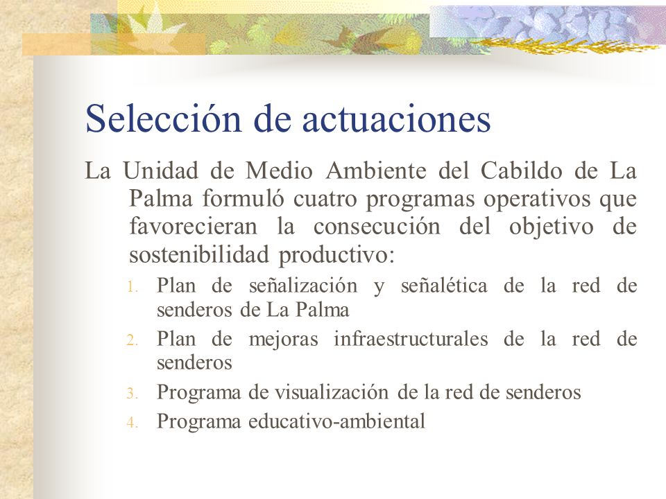 Selección de actuaciones