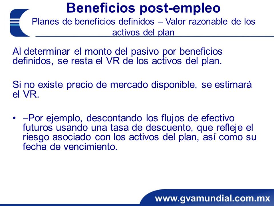 Beneficios post-empleo Planes de beneficios definidos – Valor razonable de los activos del plan