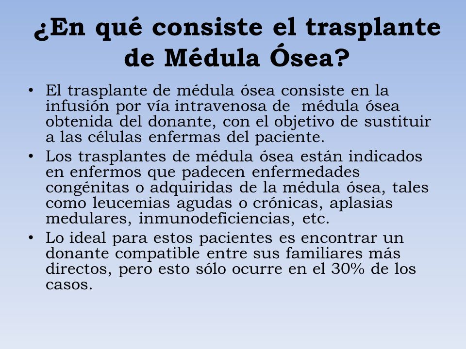 ¿En qué consiste el trasplante de Médula Ósea