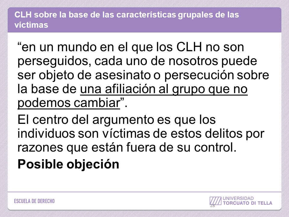 CLH sobre la base de las características grupales de las víctimas
