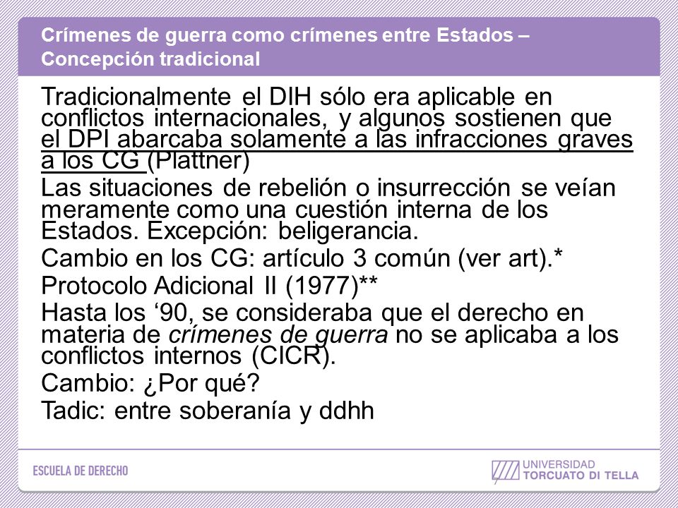 Crímenes de guerra como crímenes entre Estados – Concepción tradicional