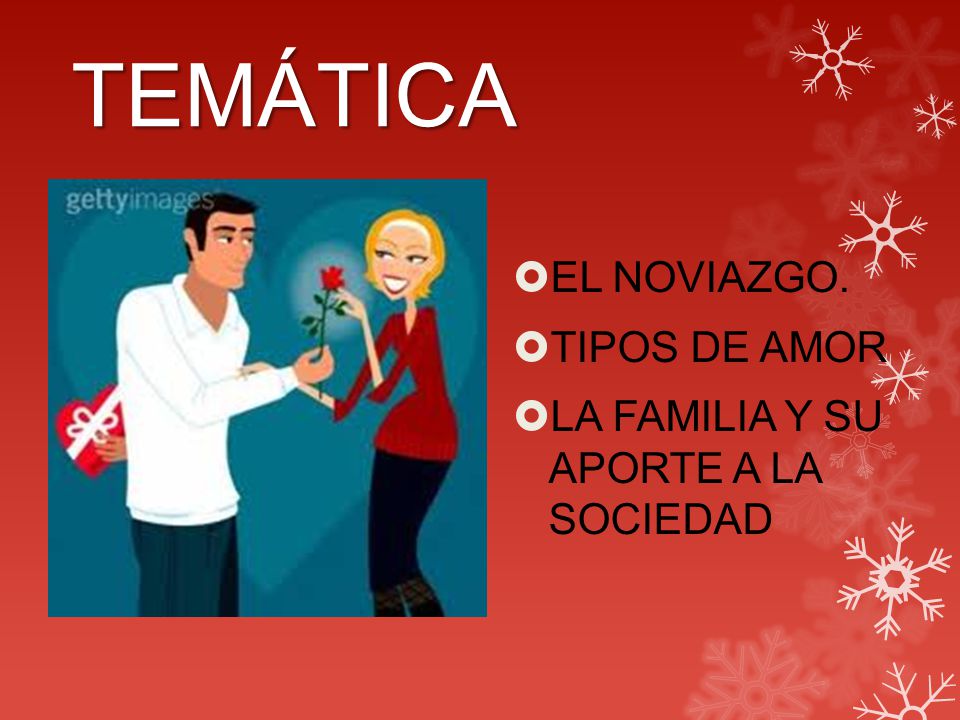 TEMÁTICA EL NOVIAZGO. TIPOS DE AMOR