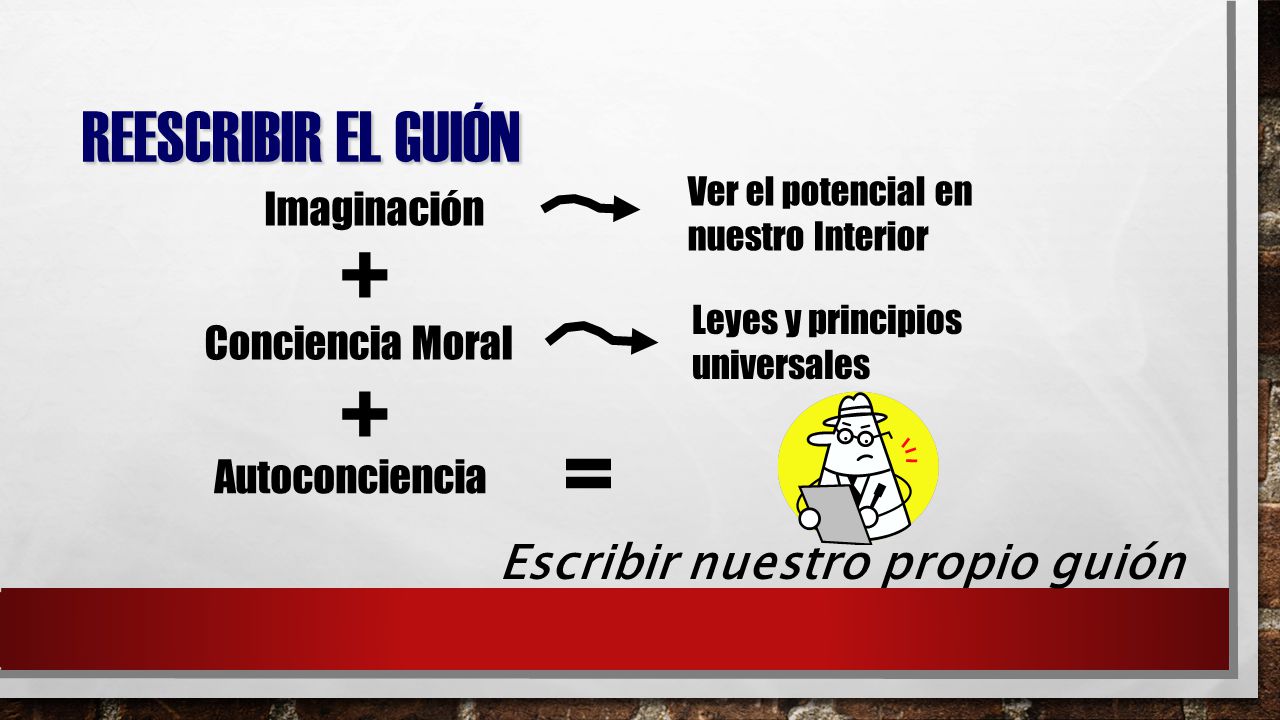 + + = Reescribir el guión Escribir nuestro propio guión Imaginación