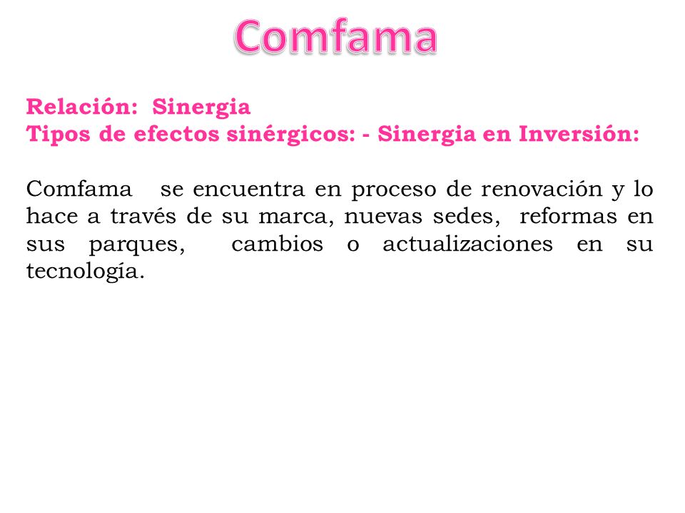 Comfama Relación: Sinergia
