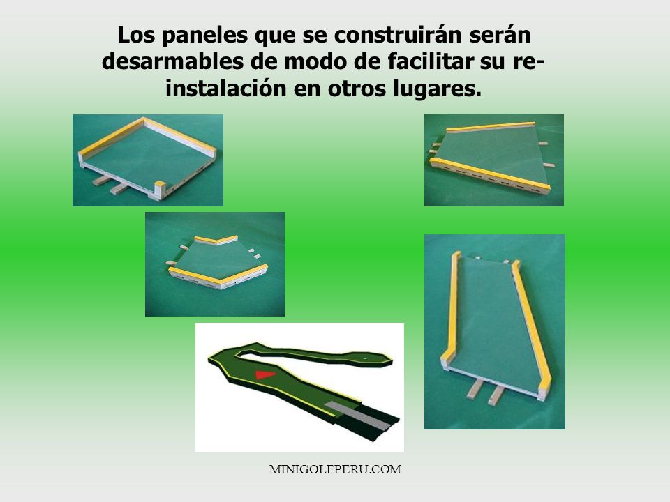 Los paneles que se construirán serán desarmables de modo de facilitar su re-instalación en otros lugares.