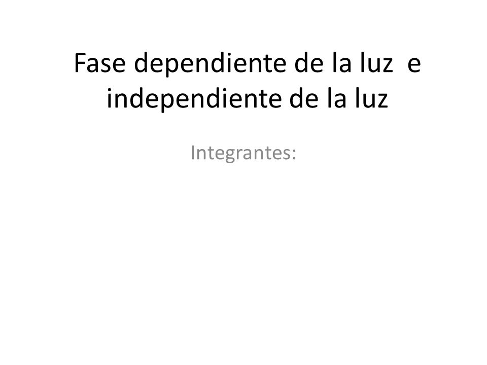 Fase dependiente de la luz e independiente de la luz
