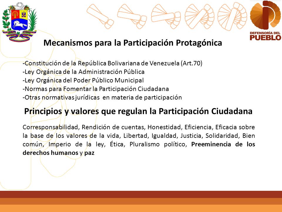 Principios y valores que regulan la Participación Ciudadana