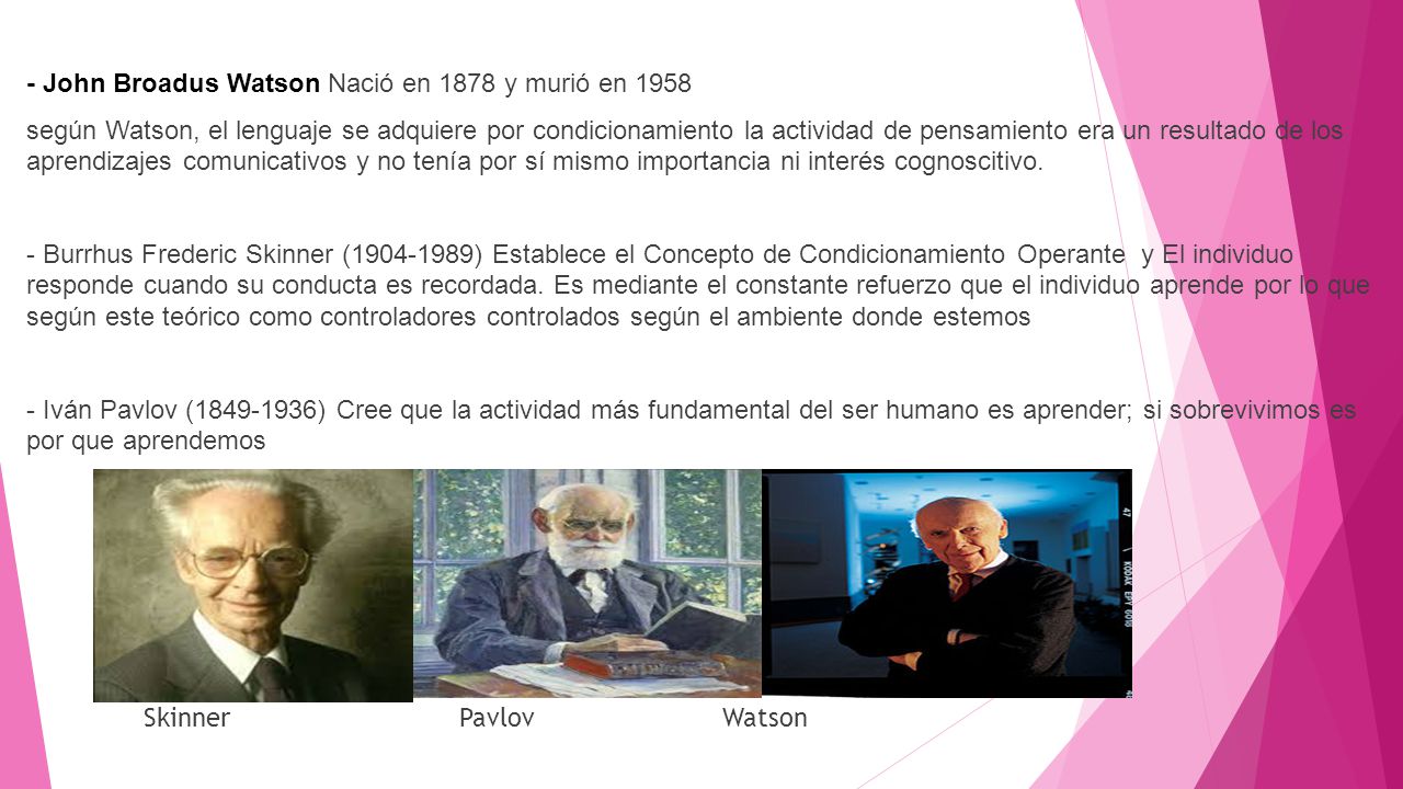 - John Broadus Watson Nació en 1878 y murió en 1958