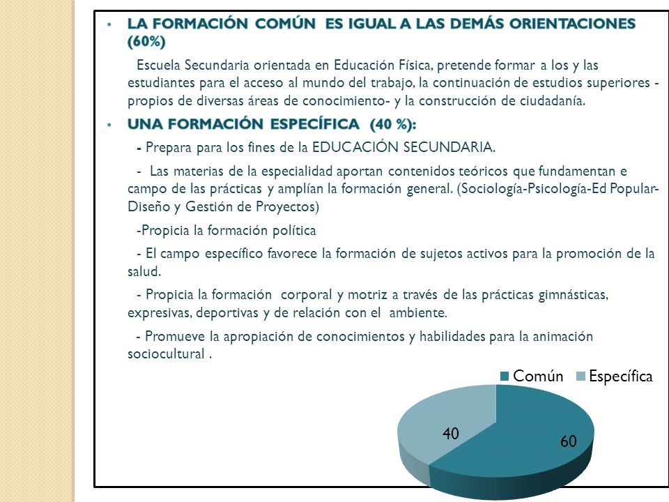 LA FORMACIÓN COMÚN ES IGUAL A LAS DEMÁS ORIENTACIONES (60%)