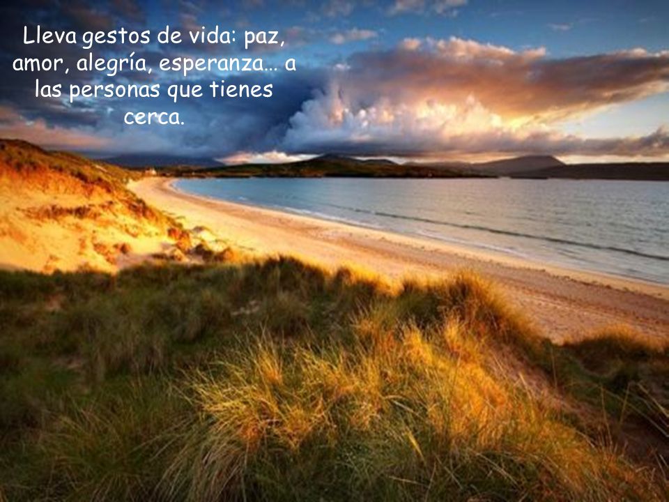 Lleva gestos de vida: paz, amor, alegría, esperanza… a las personas que tienes cerca.