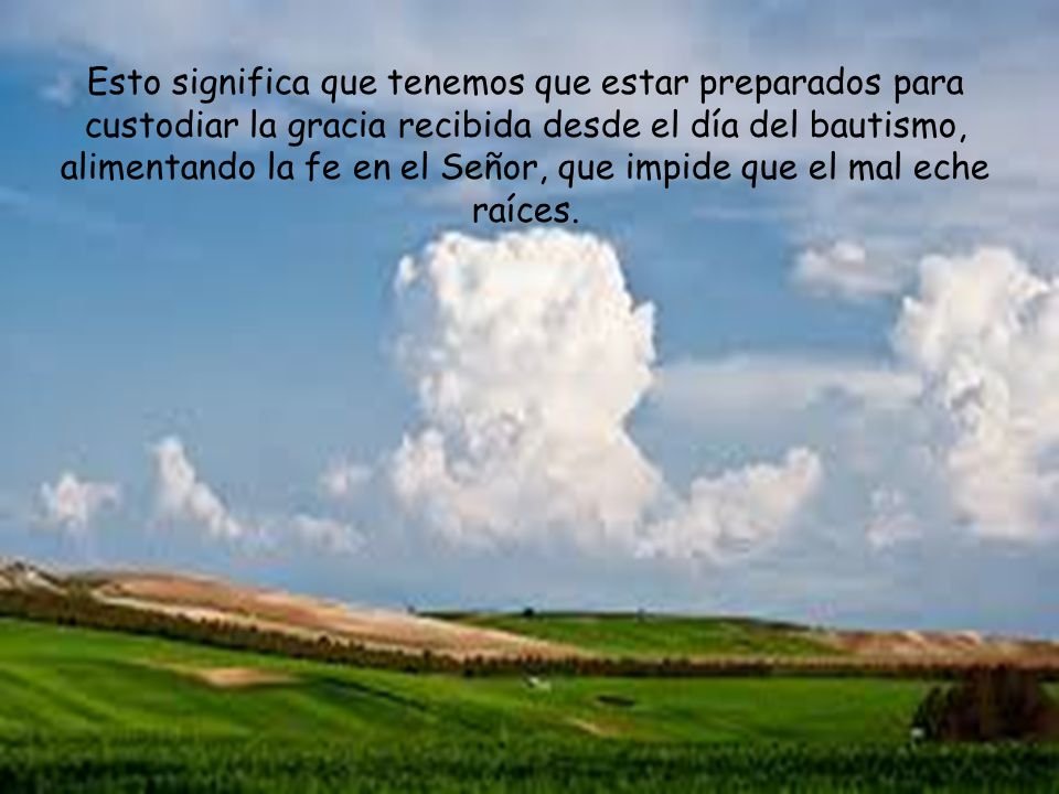 Esto significa que tenemos que estar preparados para custodiar la gracia recibida desde el día del bautismo, alimentando la fe en el Señor, que impide que el mal eche raíces.