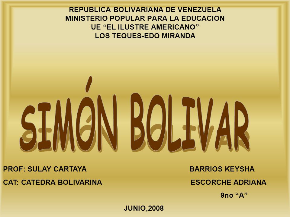 REPUBLICA BOLIVARIANA DE VENEZUELA MINISTERIO POPULAR PARA LA EDUCACION UE EL ILUSTRE AMERICANO LOS TEQUES-EDO MIRANDA
