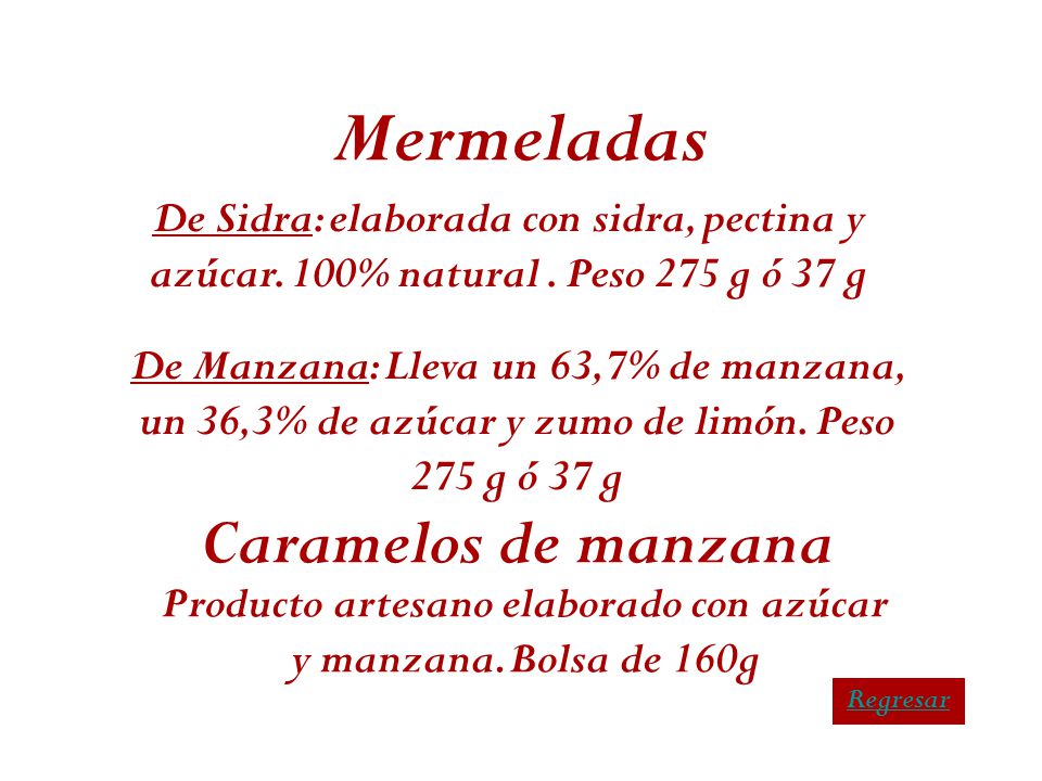 Producto artesano elaborado con azúcar y manzana. Bolsa de 160g