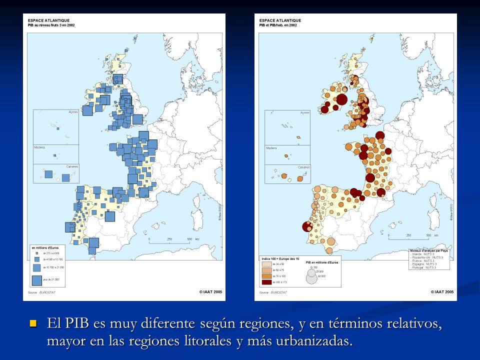 El PIB es muy diferente según regiones, y en términos relativos, mayor en las regiones litorales y más urbanizadas.