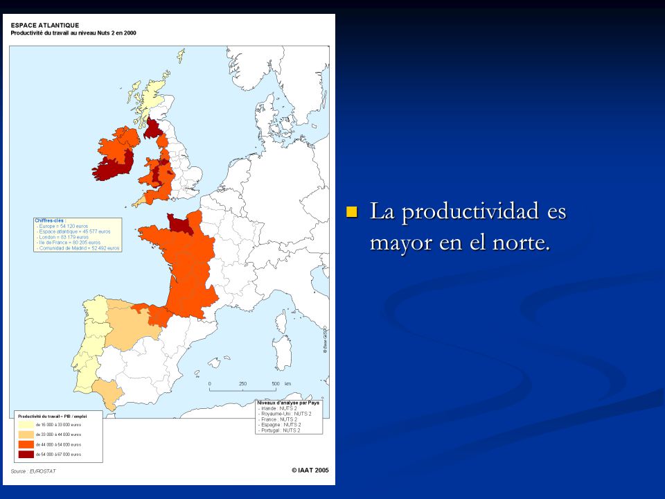 La productividad es mayor en el norte.