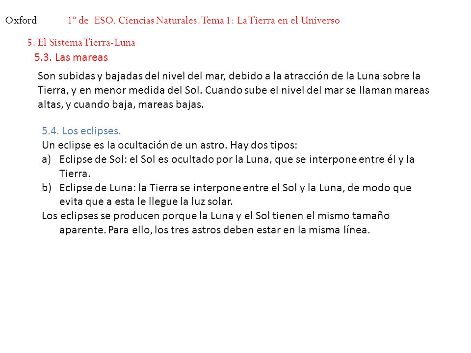 1º de ESO. Ciencias Naturales. Tema 1: La Tierra en el Universo