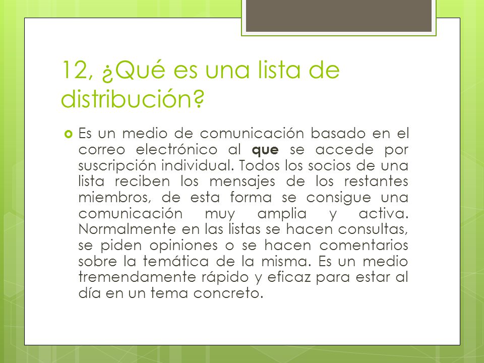 12, ¿Qué es una lista de distribución