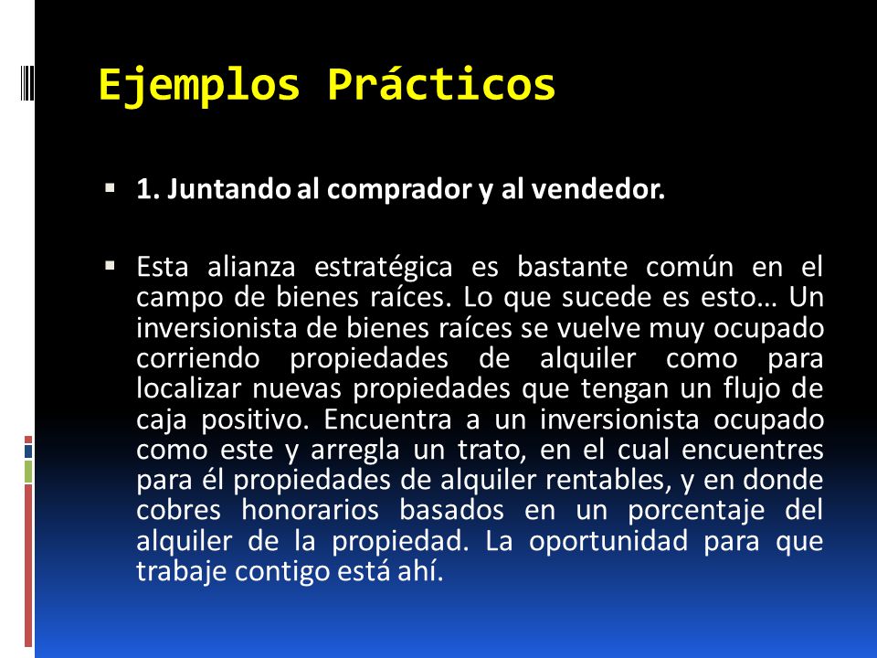 Ejemplos Prácticos 1. Juntando al comprador y al vendedor.