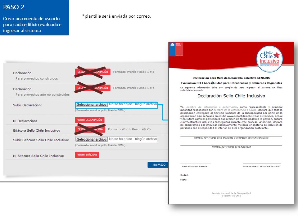 PASO 2 *plantilla será enviada por correo.