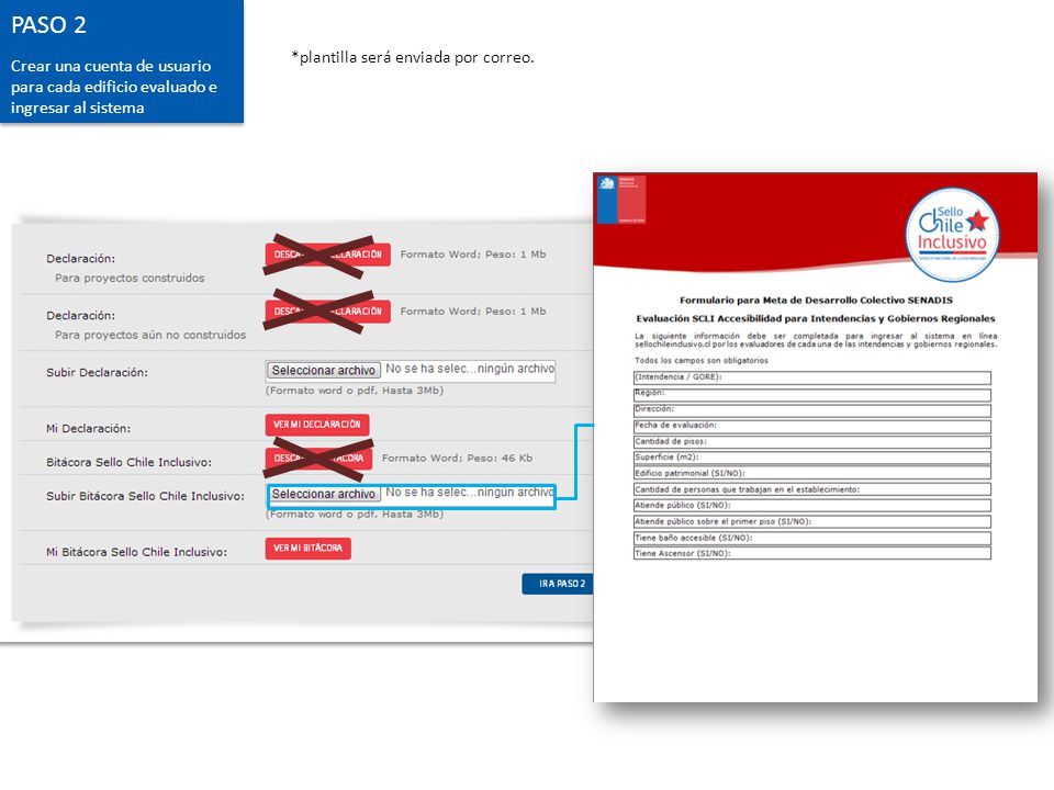 PASO 2 *plantilla será enviada por correo.