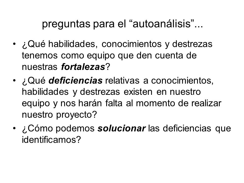 preguntas para el autoanálisis ...