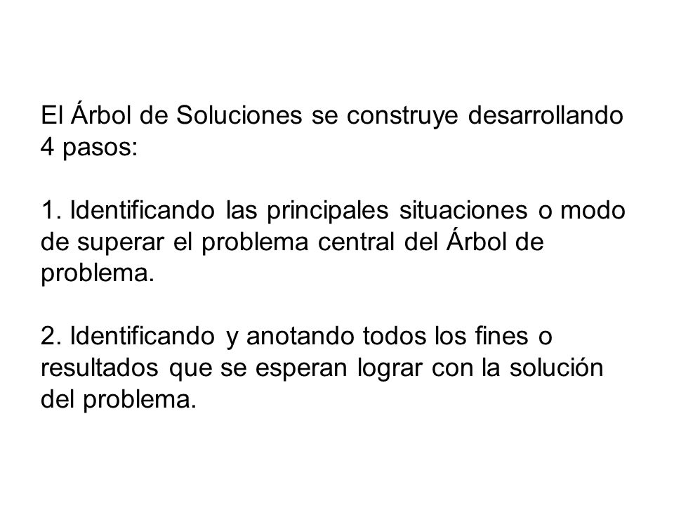 El Árbol de Soluciones se construye desarrollando 4 pasos: 1