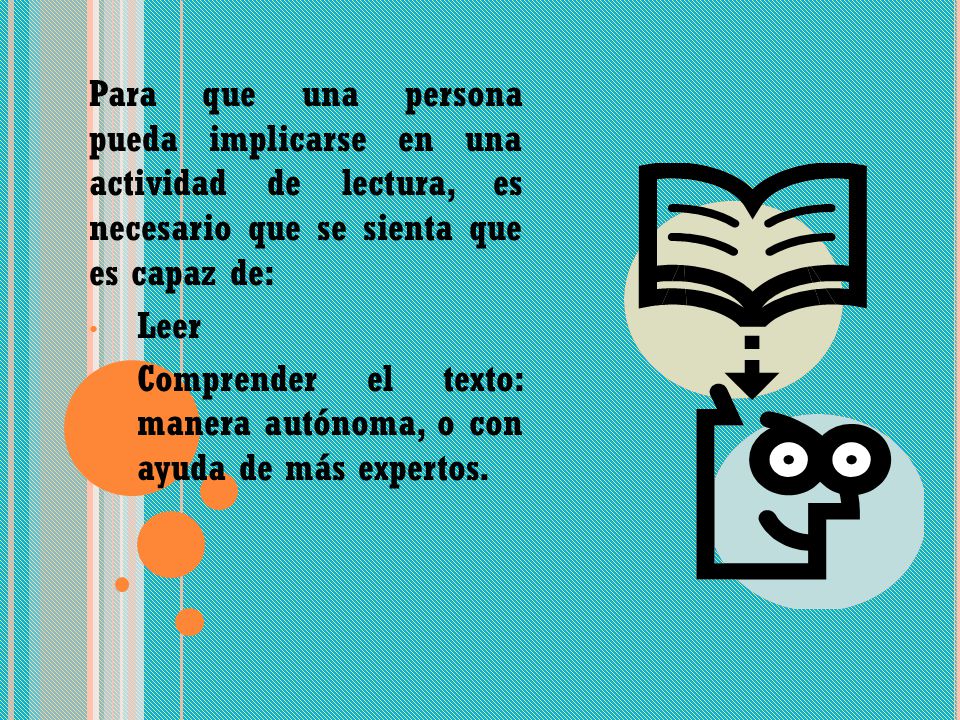Para que una persona pueda implicarse en una actividad de lectura, es necesario que se sienta que es capaz de: