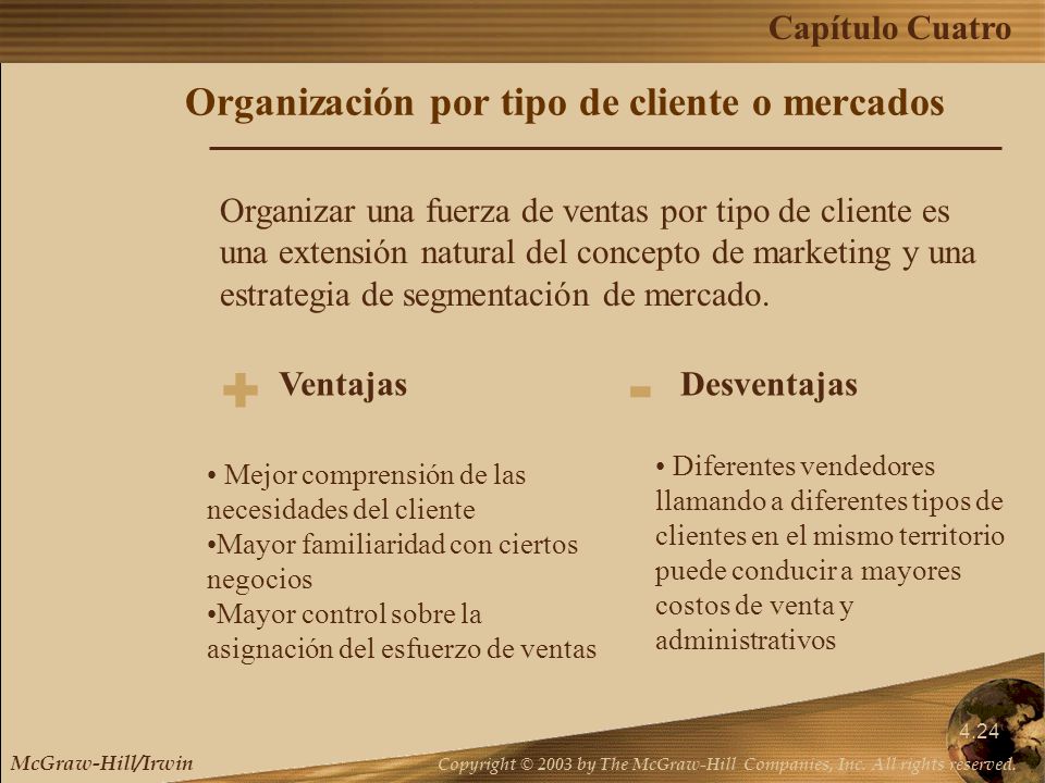 Organización por tipo de cliente o mercados