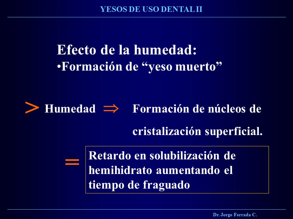 > = Efecto de la humedad: Formación de yeso muerto