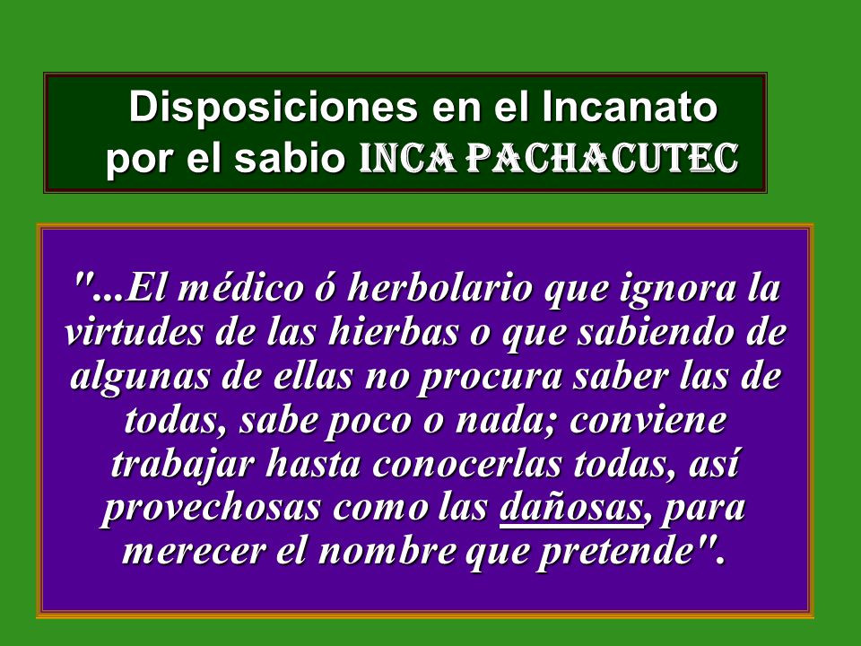 Disposiciones en el Incanato por el sabio Inca Pachacutec