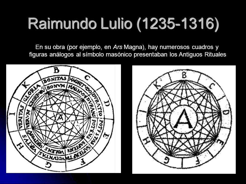 Raimundo Lulio ( ) En su obra (por ejemplo, en Ars Magna), hay numerosos cuadros y.