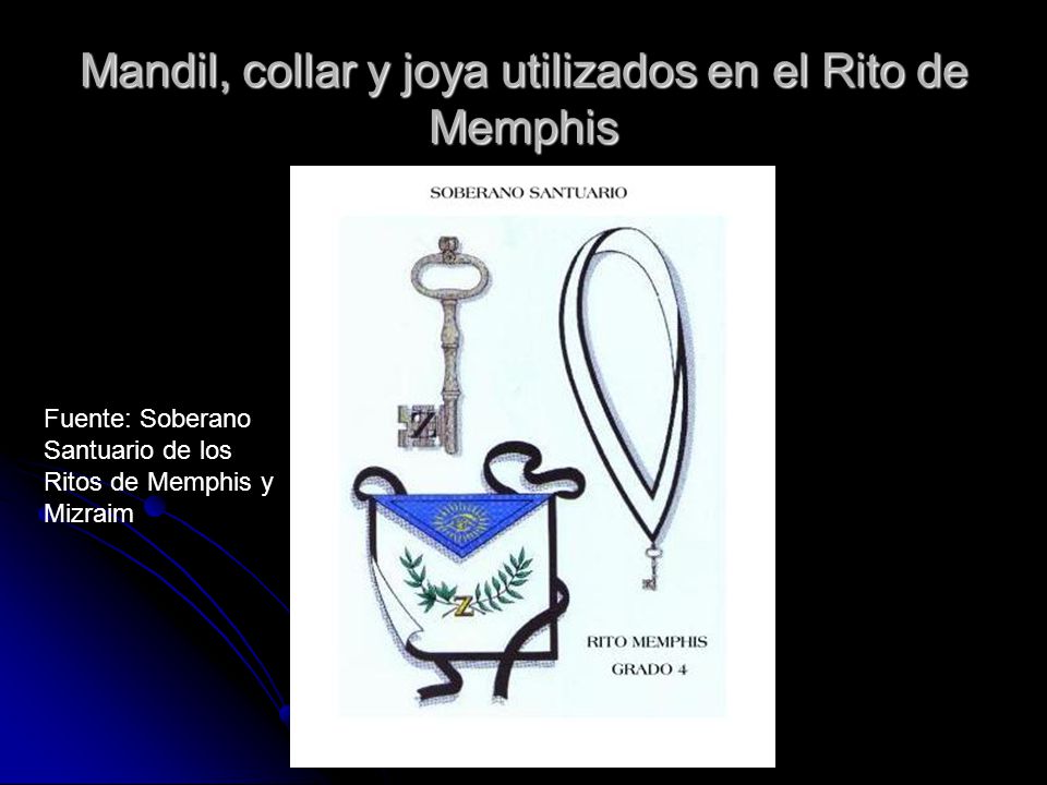 Mandil, collar y joya utilizados en el Rito de Memphis