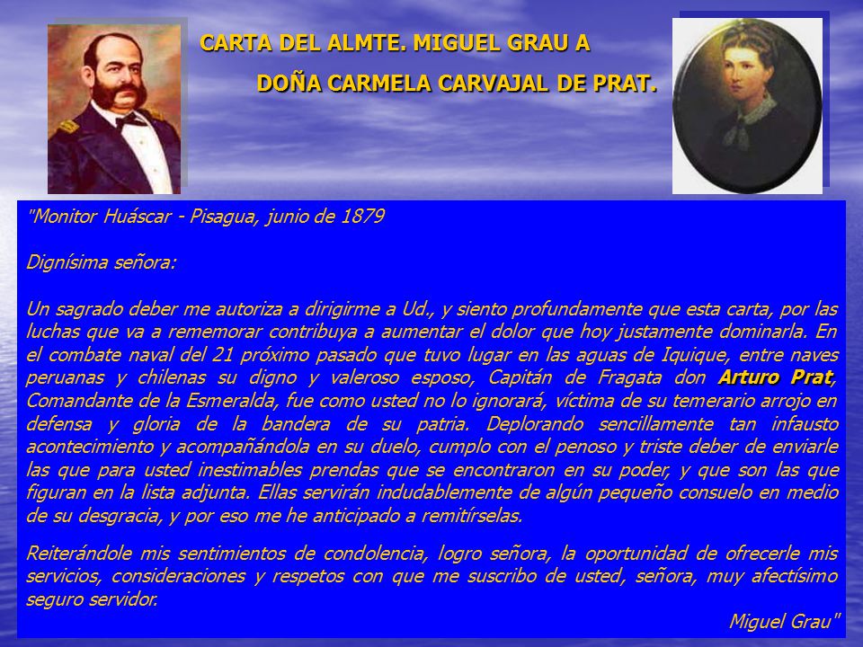 CARTA DEL ALMTE. MIGUEL GRAU A