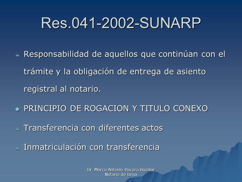 Dr. Marco Antonio Pacora Bazalar Notario de Lima
