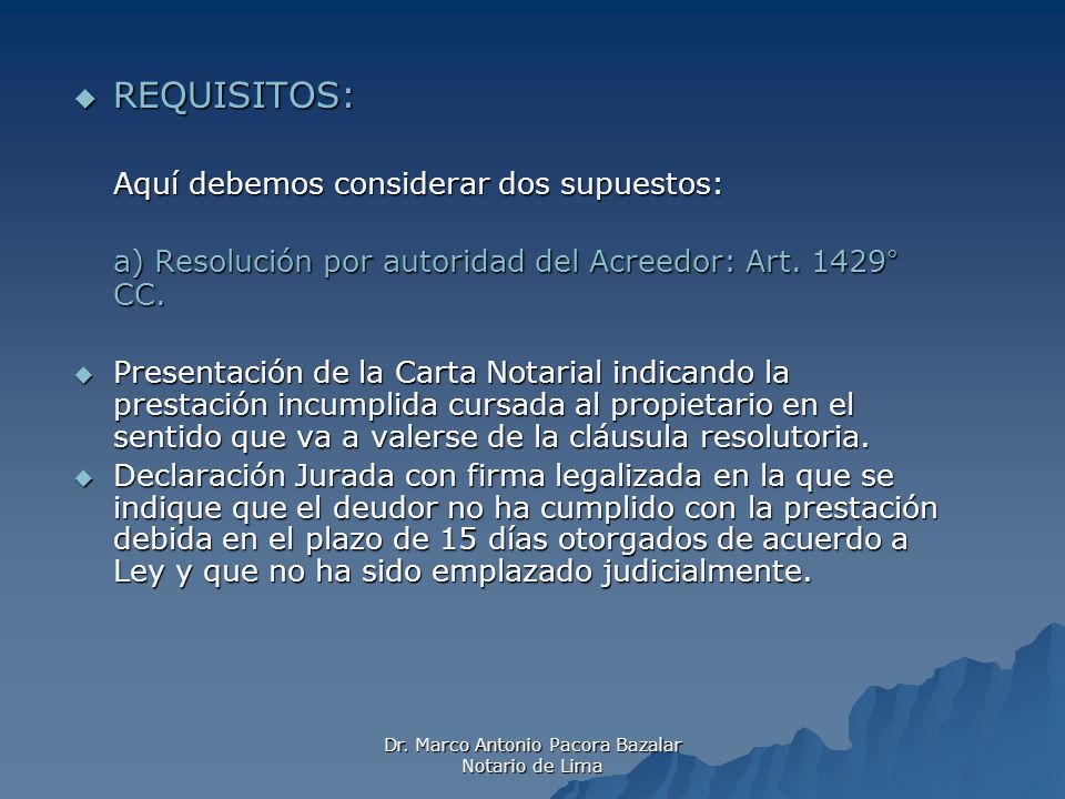 Dr. Marco Antonio Pacora Bazalar Notario de Lima