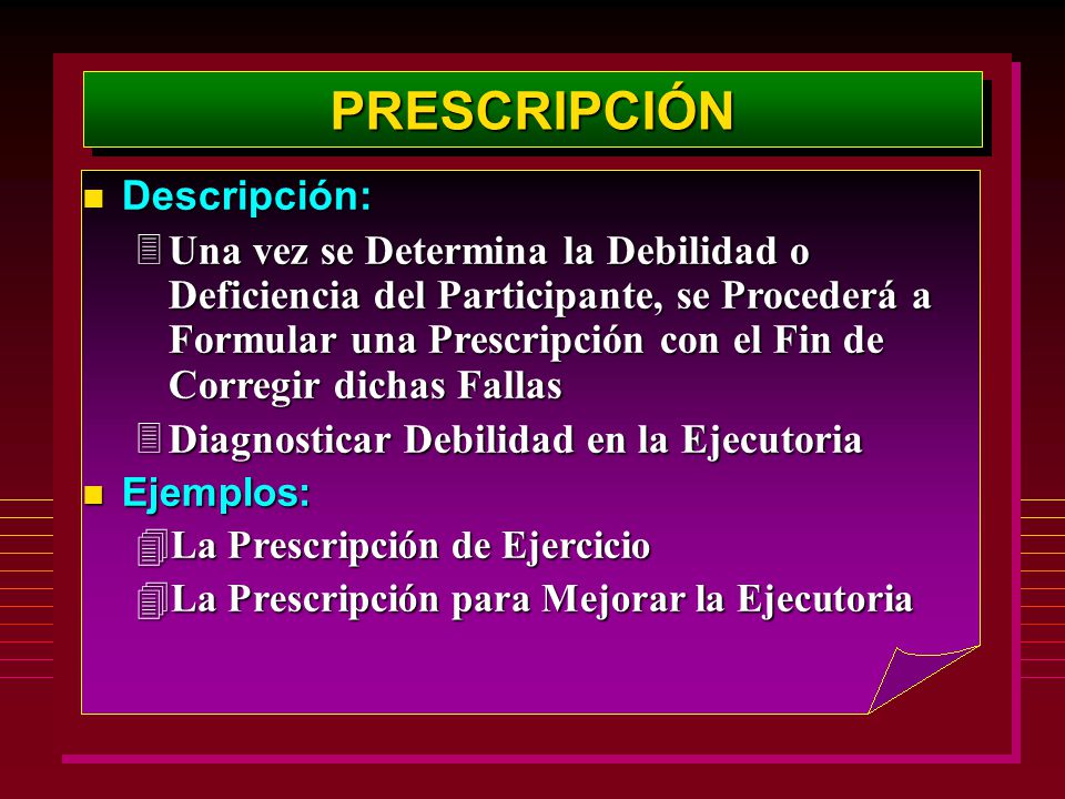 PRESCRIPCIÓN Descripción: