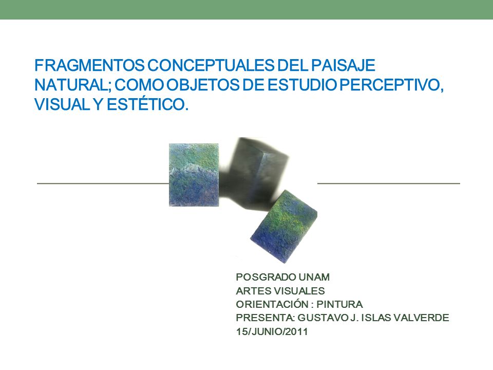 FRAGMENTOS CONCEPTUALES DEL PAISAJE NATURAL; COMO OBJETOS DE ESTUDIO PERCEPTIVO, VISUAL Y ESTÉTICO.