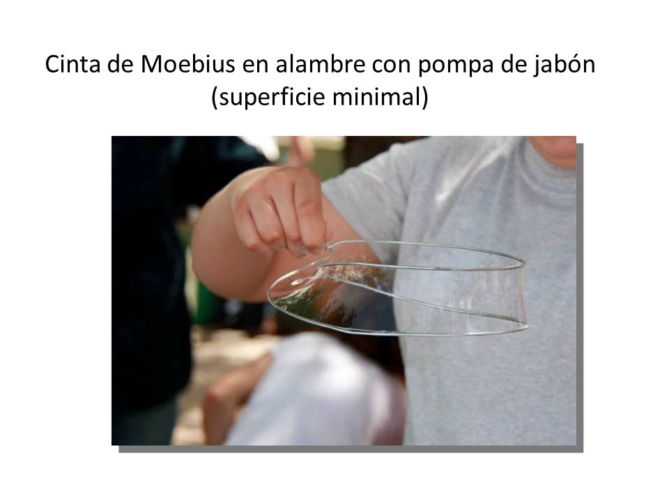Cinta de Moebius en alambre con pompa de jabón (superficie minimal)