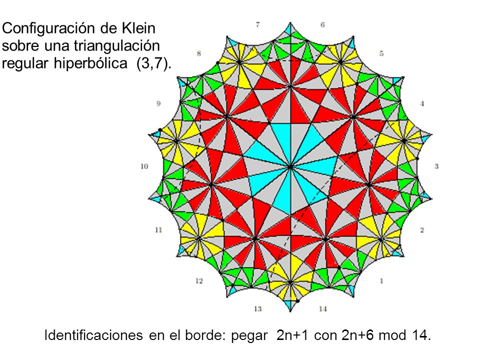 Identificaciones en el borde: pegar 2n+1 con 2n+6 mod 14.