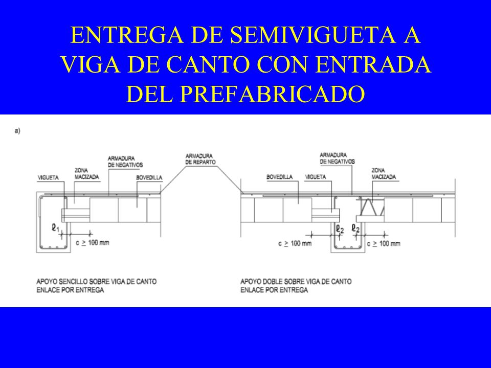 ENTREGA DE SEMIVIGUETA A VIGA DE CANTO CON ENTRADA DEL PREFABRICADO
