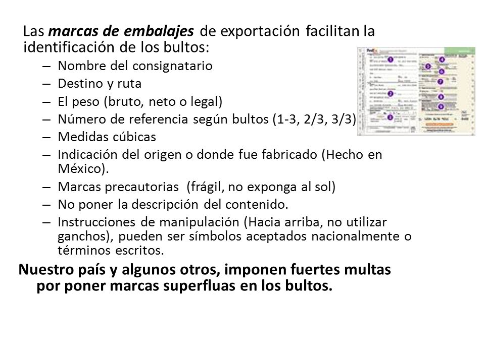 Las marcas de embalajes de exportación facilitan la identificación de los bultos: