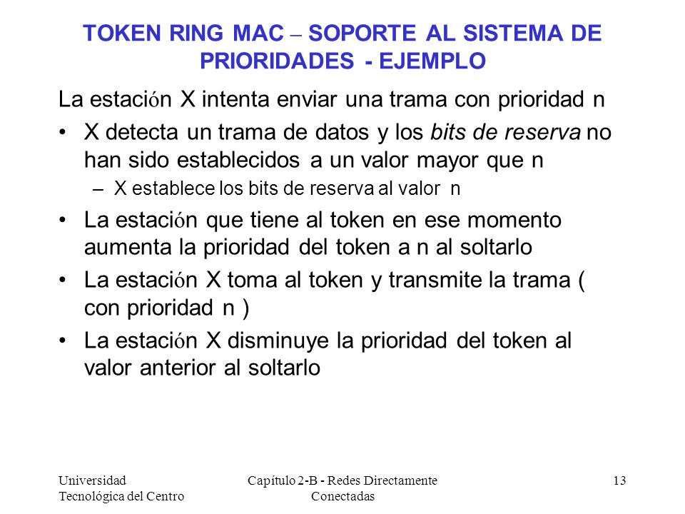 TOKEN RING MAC – SOPORTE AL SISTEMA DE PRIORIDADES - EJEMPLO
